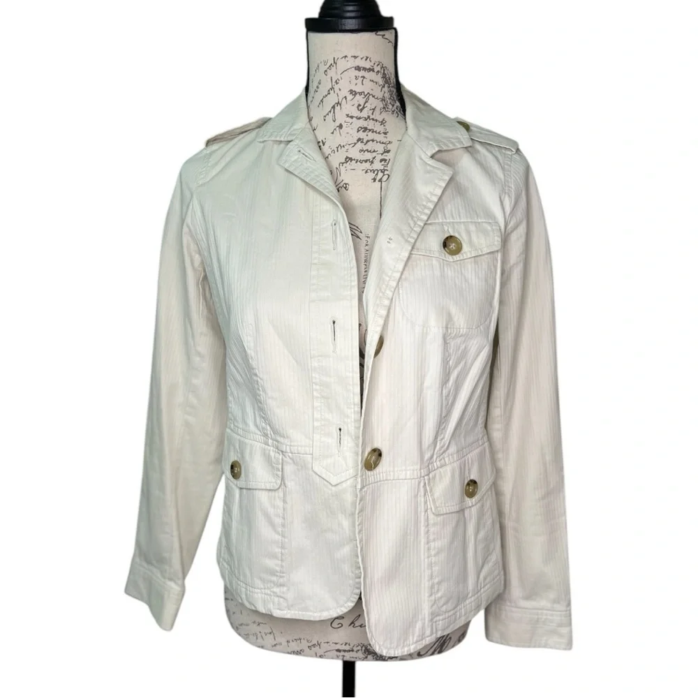 TALBOTS White Button Down Jacket for Women Size 4P - Picture 12 of 16